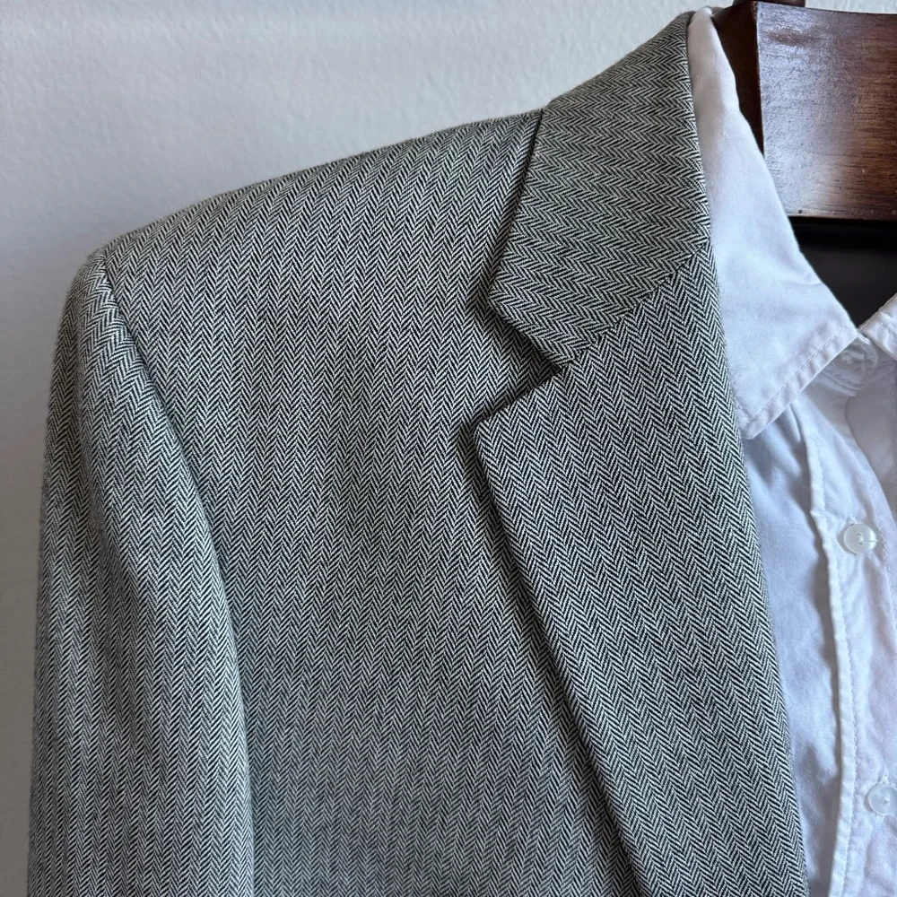 Jos. A. Bank Signature Men’s 46R L Suit Jacket Silk Camelhair Gray Herringbone